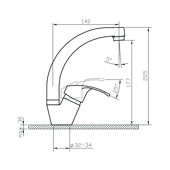 35-03 Oksa  Смеситель для кухни  ARGO kran 3503oksa - Вид №1