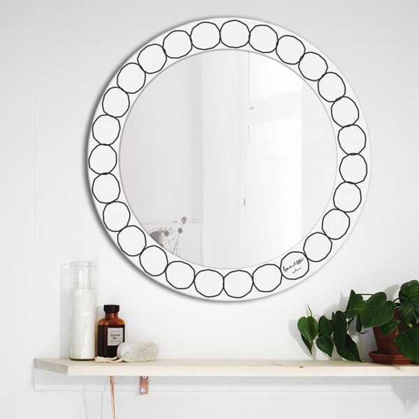 Зеркало круглое с черным принтом диаметр 44 см Corso Como BONESSI НАСТЕННЫЕ 132413 Зеркальный  - Вид №2