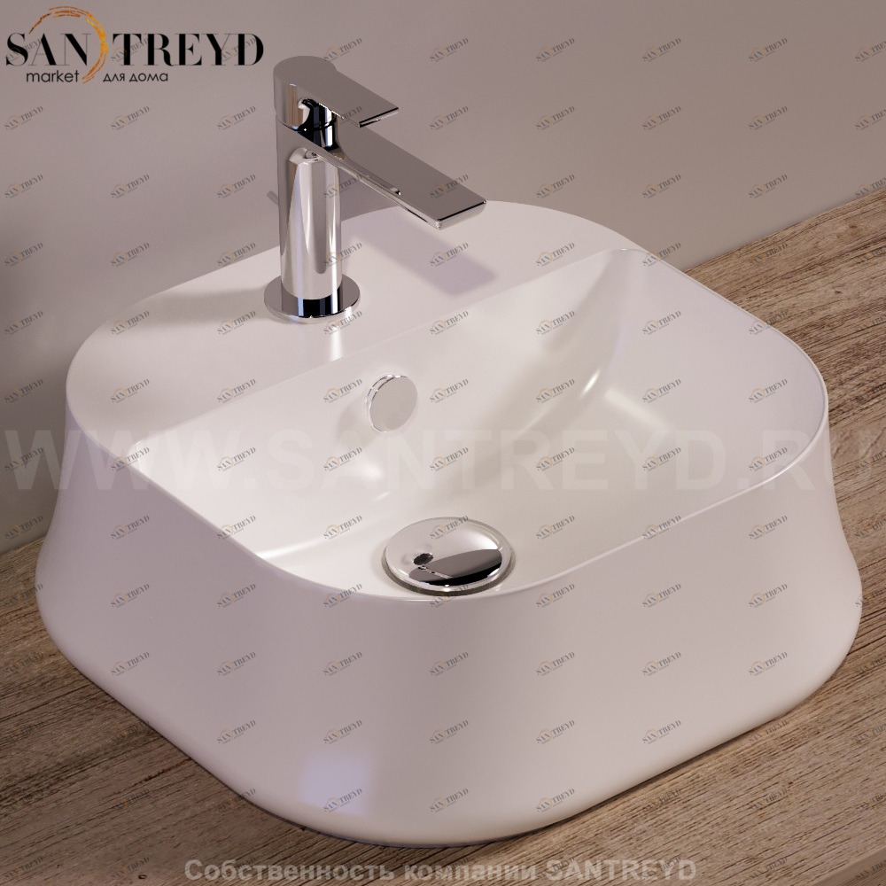 SH07BIANCO Накладная раковина на столешницу  квадратная Simas Sharp