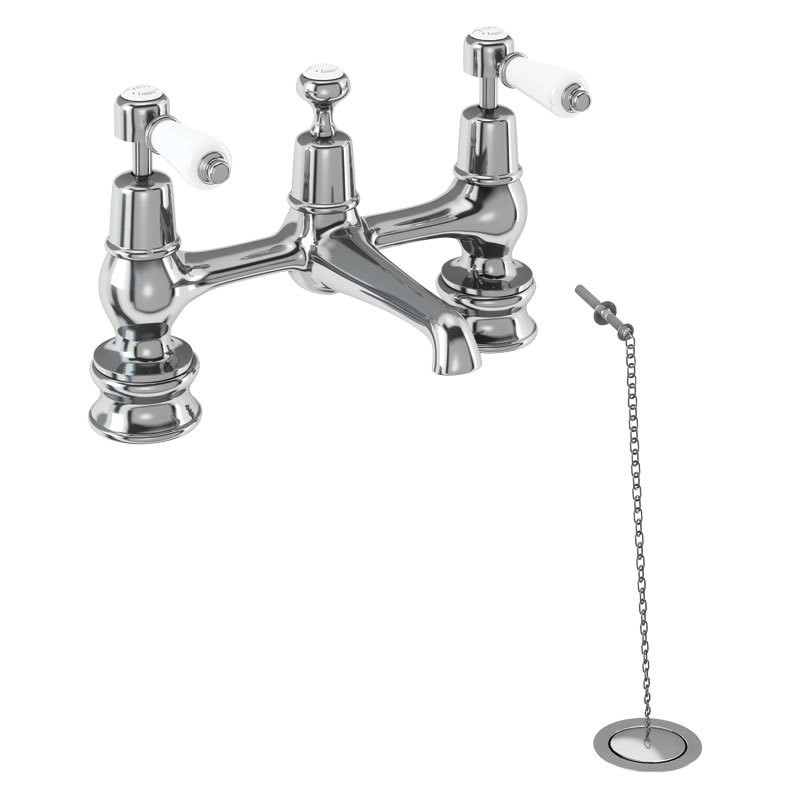 Смеситель для раковины на 2 отверстия Regent, с пробкой и цепочкой [KER10] Regent Burlington T16-QT, T4, T4B-2 - Вид №1