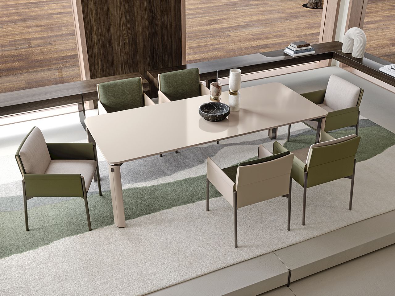 Прямоугольный металлический стол и деревянная столешница Turri ARCH-00147965 - Вид №1