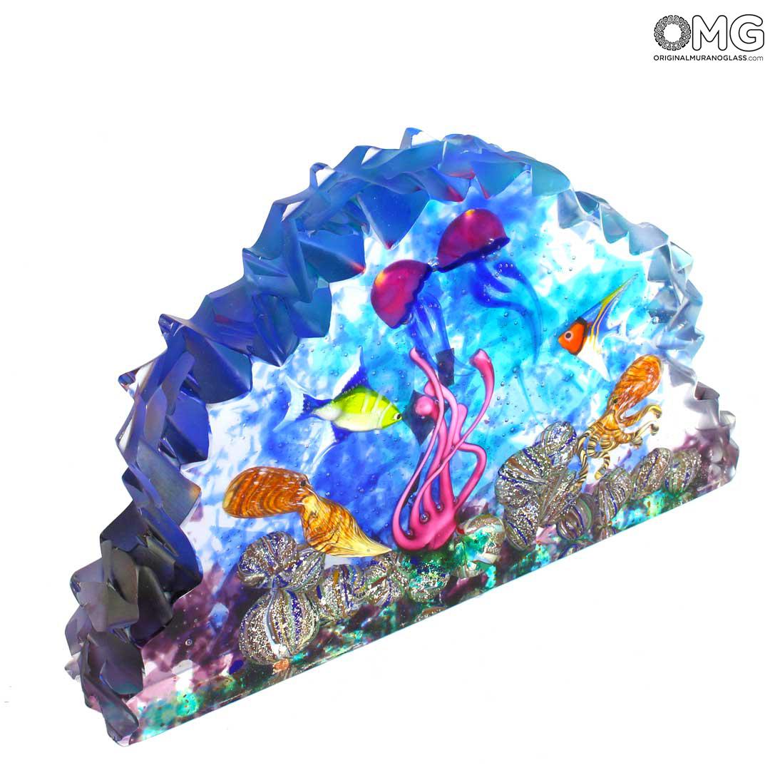 4810 ORIGINALMURANOGLASS Скульптура Аквариум с тропическими рыбками - муранское стекло OMG 30 см  - Вид №1
