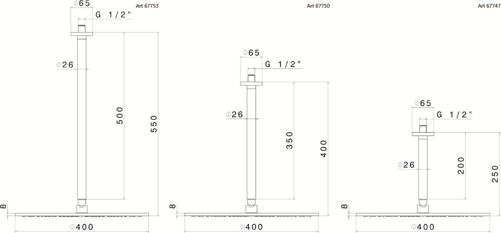 newform Потолочная лейка душа с кронштейном Head showers 67753 - Вид №1