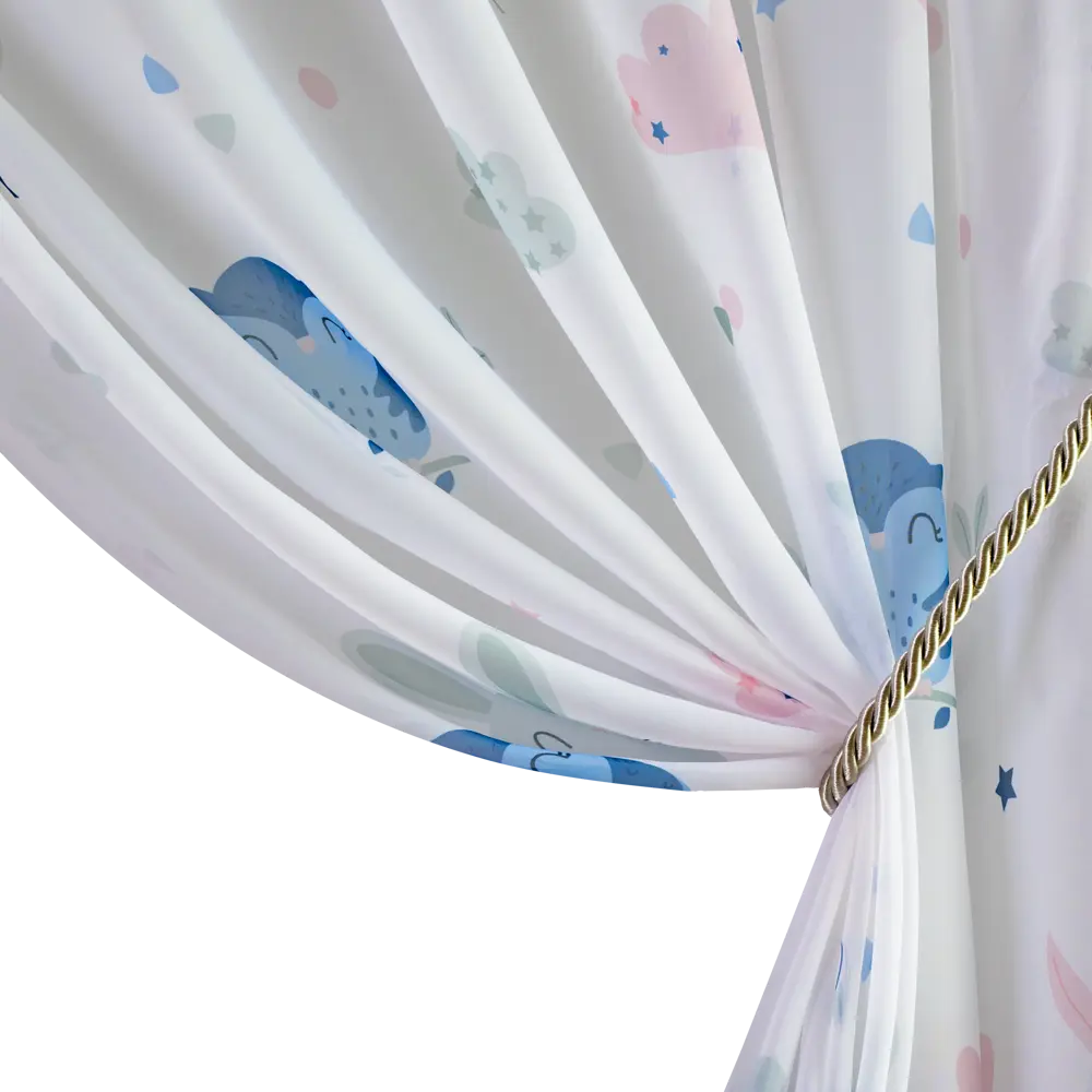 Тюль 1 м/п Совы и зайцы вуаль 300 см цвет сине-серый GARDEN STLM-2178622 - Вид №2