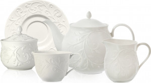 10671886 Lenox Сервиз чайный Lenox Чистый опал, рельеф на 6 персон 15 предметов Фарфор