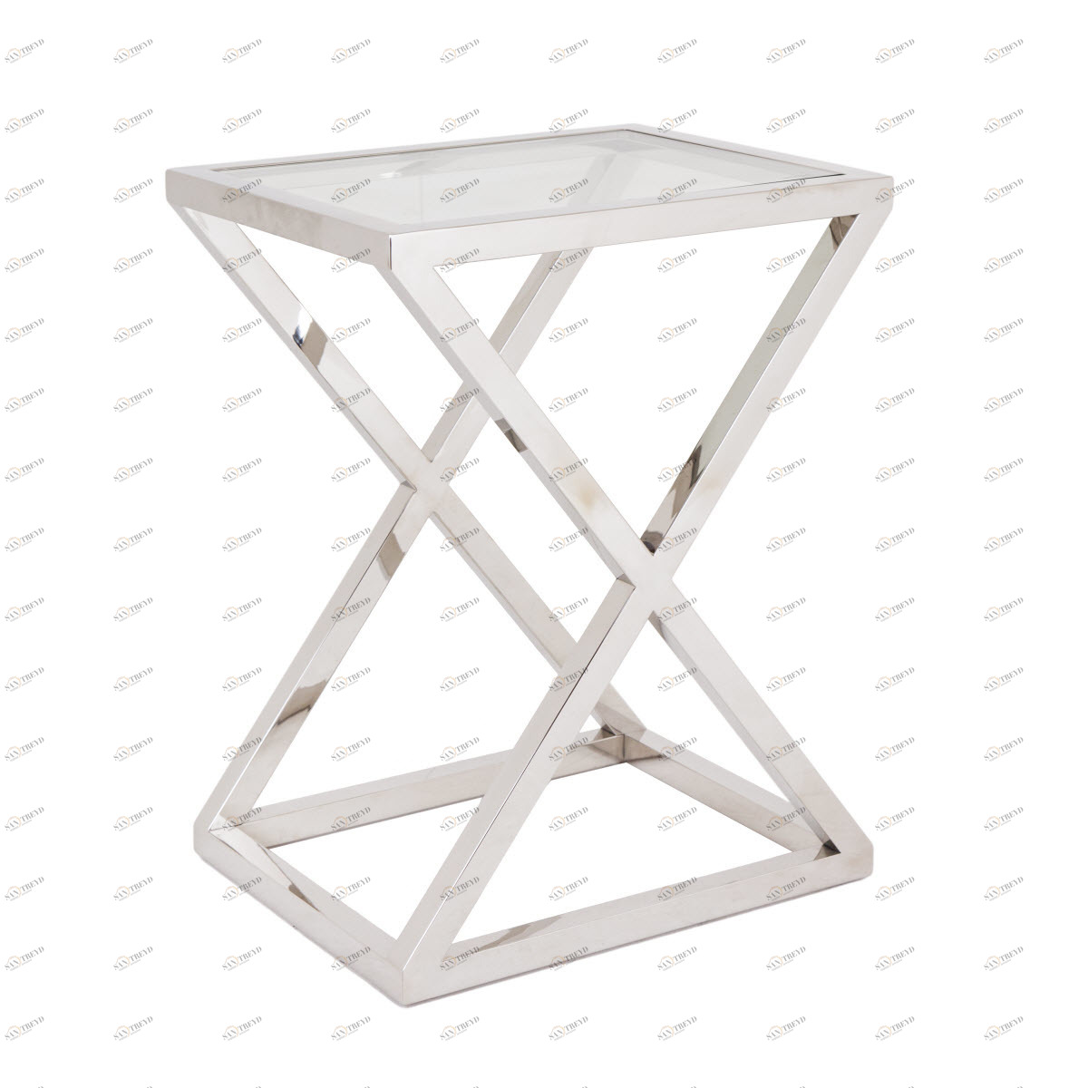 Приставной столик стеклянный с опорой хром Nico PUSHA PUSHA 062858 Прозрачный;хром 
