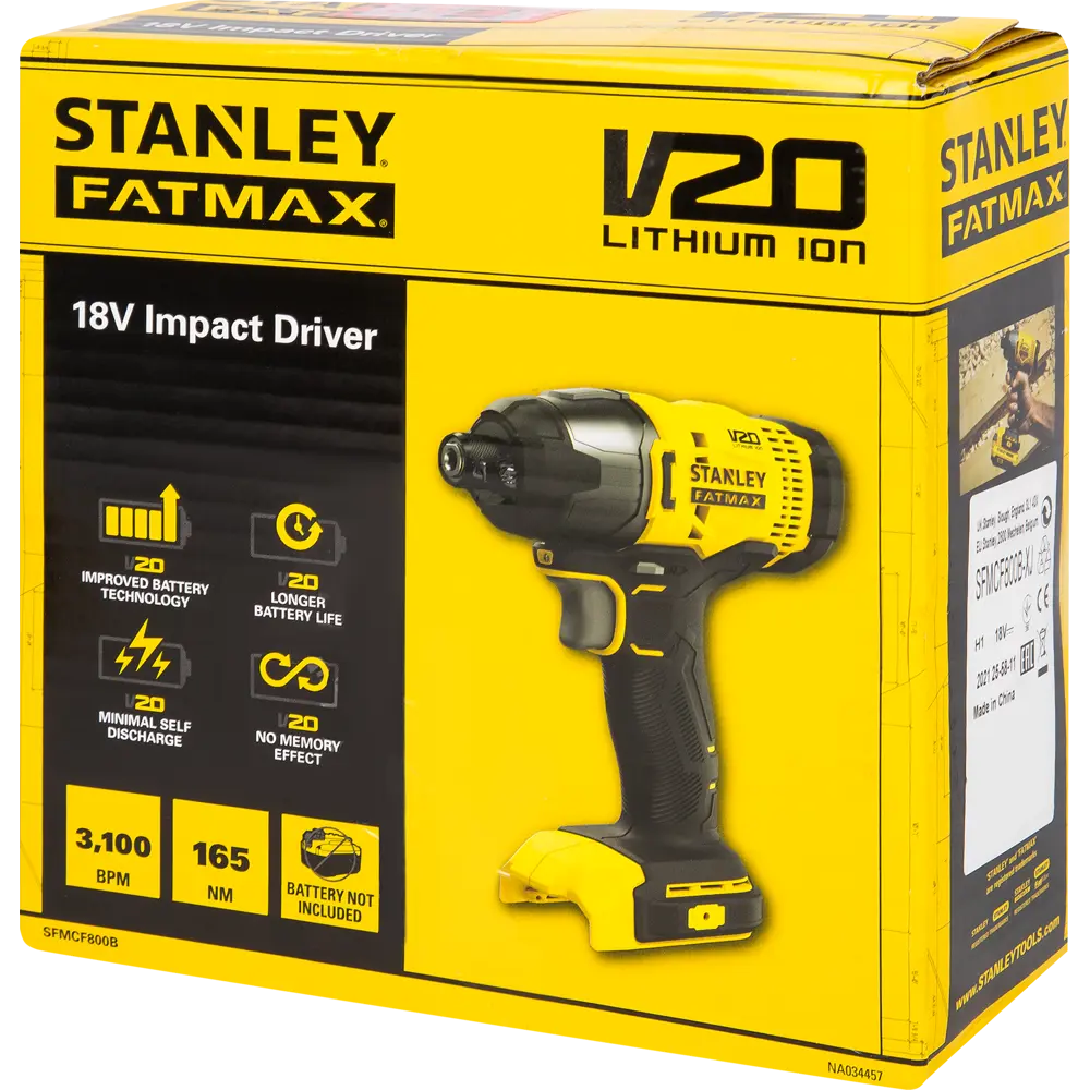 Винтоверт ударный аккумуляторный Stanley Fatmax SFMCF800B-XJ 18 В Li-Ion, 165 Нм, без АКБ и ЗУ STLM-2058893 - Вид №4