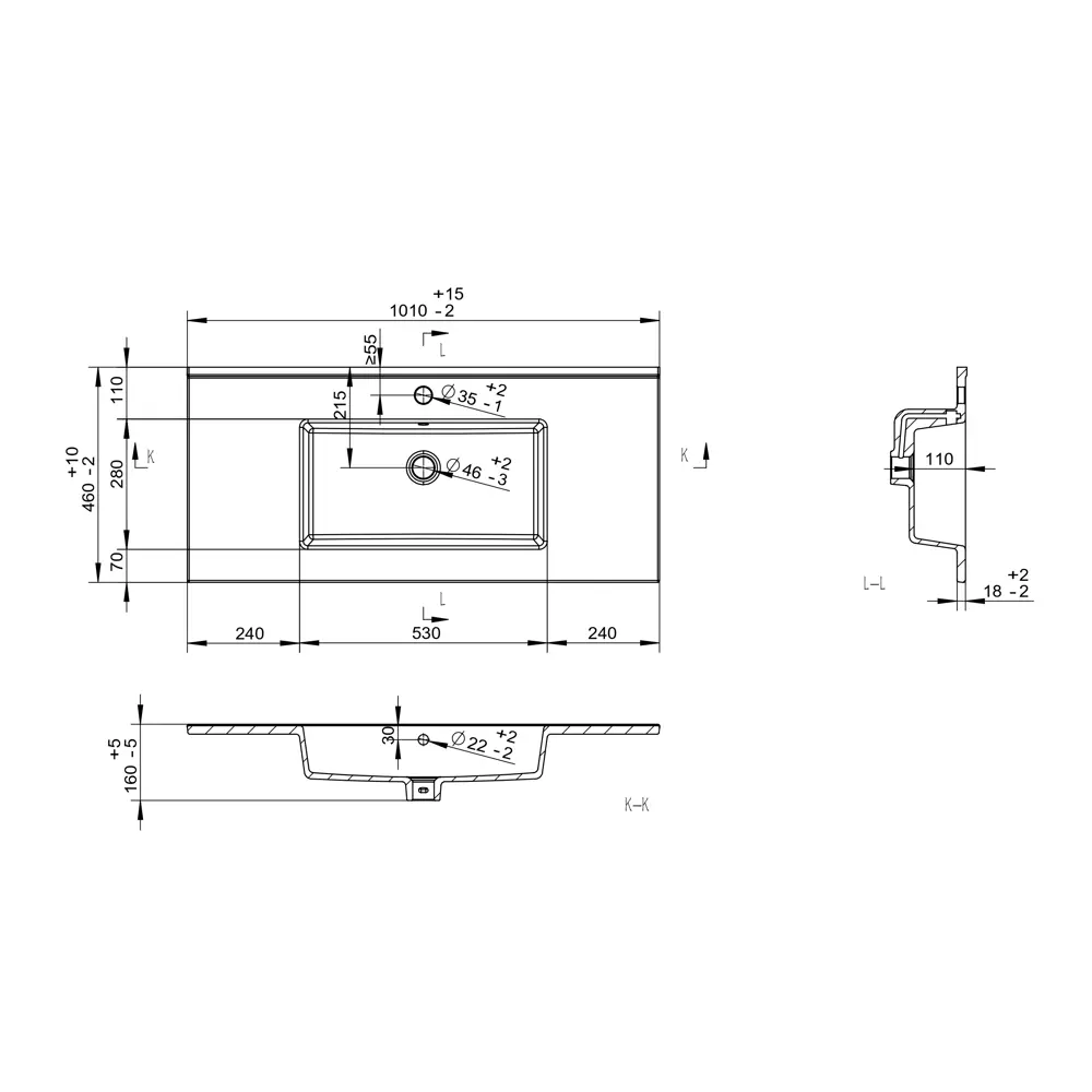 Раковина мебельная Квадро 101 см Santreyd РОНДИ STLM-2070270 - Вид №1