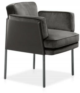 Minotti Стул из ткани и кожи с подлокотниками Shelley