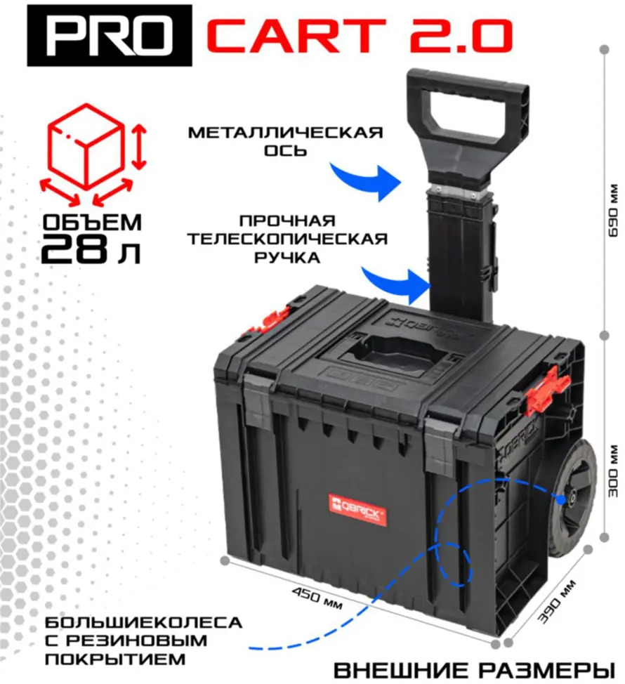 91652735 Ящик для инструментов на колёсах Qbrick System Pro Set 3 48x42x79 мм STLM-0842723