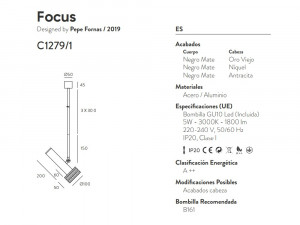 092146 Подвесной светильник 1L черный - антрацит Aromas del Campo Focus