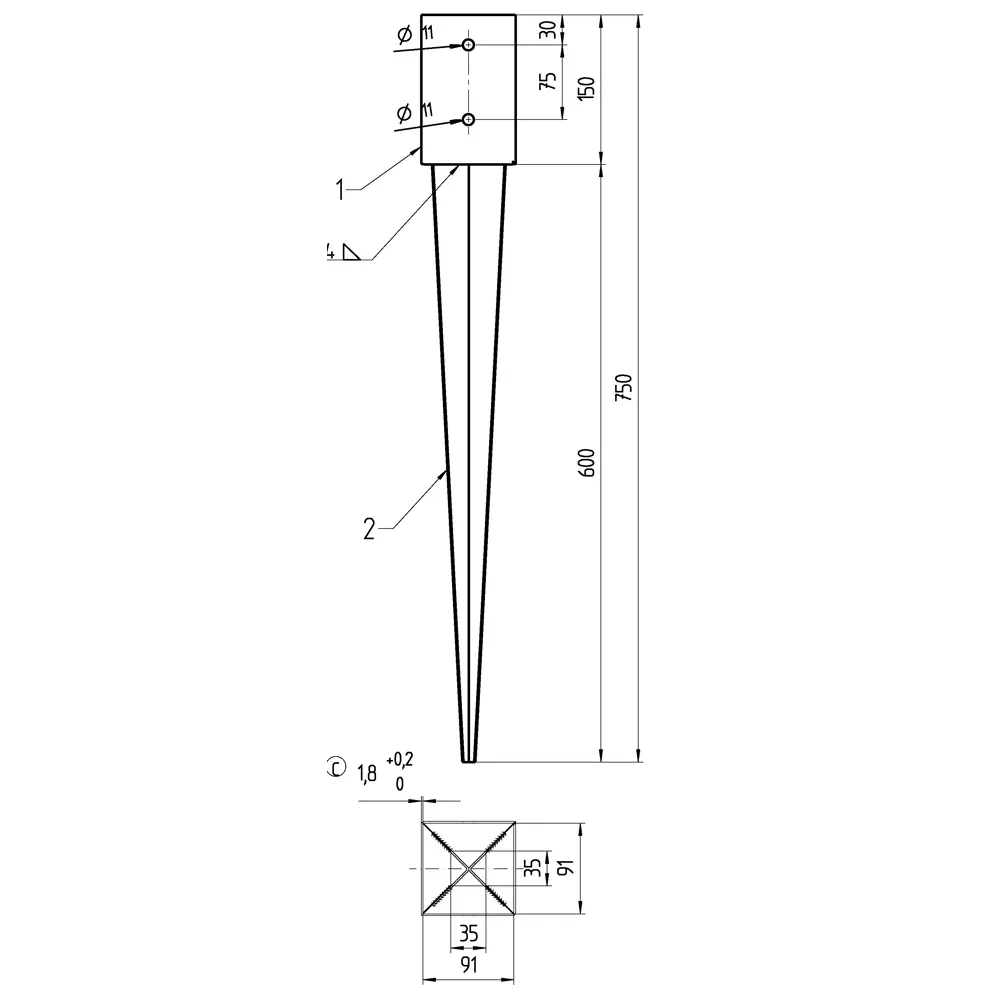 Забивная опора GAH ALBERTS 91x91x750x1 Santreyd STLM-2095174 - Вид №1