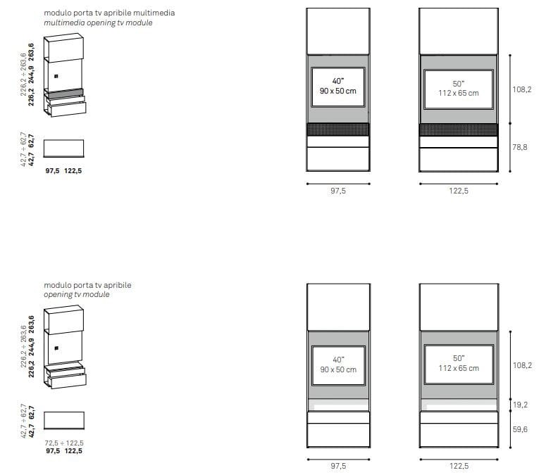 Шкаф с открывающейся ТВ-дверью и полным стеклянным отверстием Caccaro Roomy ARCH-00123868 - Вид №3