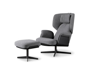 Тканевое вращающееся кресло с подставкой для ног