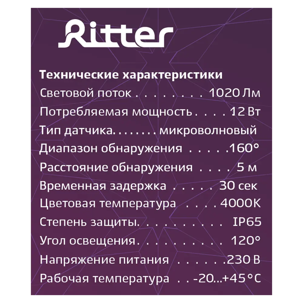Светильник ЖКХ светодиодный Ritter DPP01-12-4K-MWS-Round 12 Вт IP65, накладной, круг, цвет белый 88110409 STLM-2130462  - Вид №5