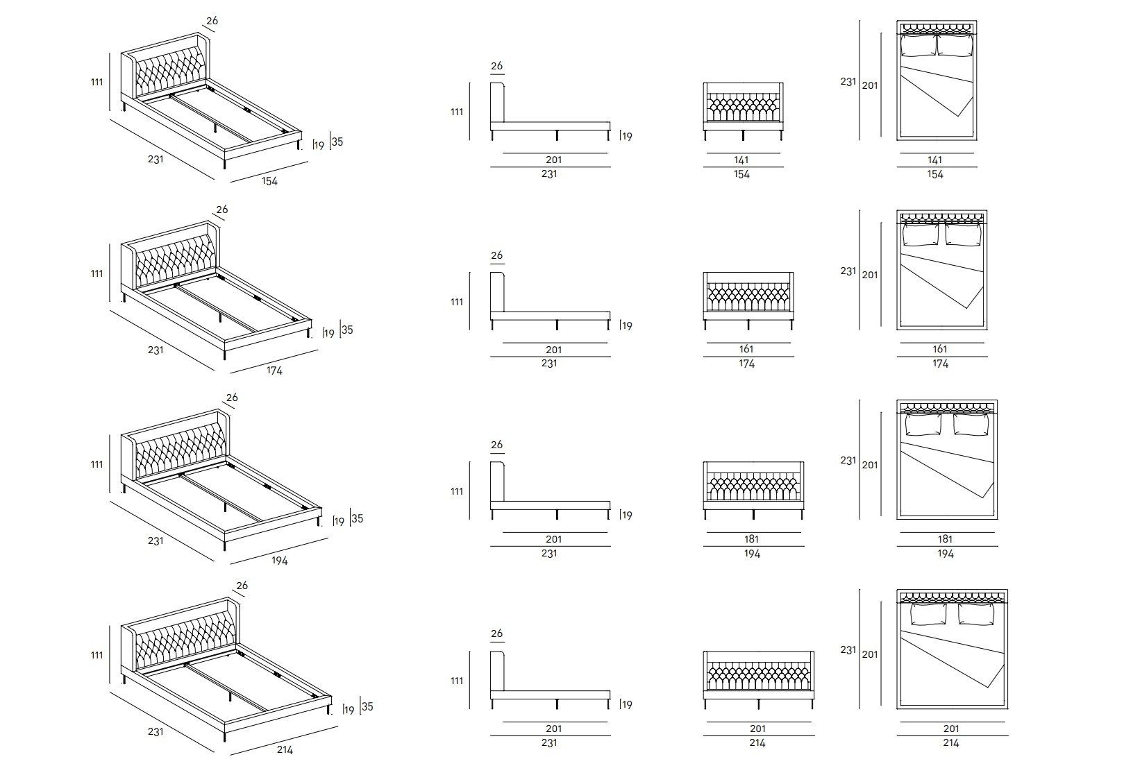 Кровать с капитонным изголовьем Living Divani Lipp ARCH-00050552 - Вид №5