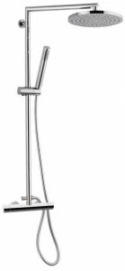 Remer Rubinetterie Настенная термостатическая душевая стойка из хромированной латуни с ручным душем Minimal thermo Nt 37 b xl