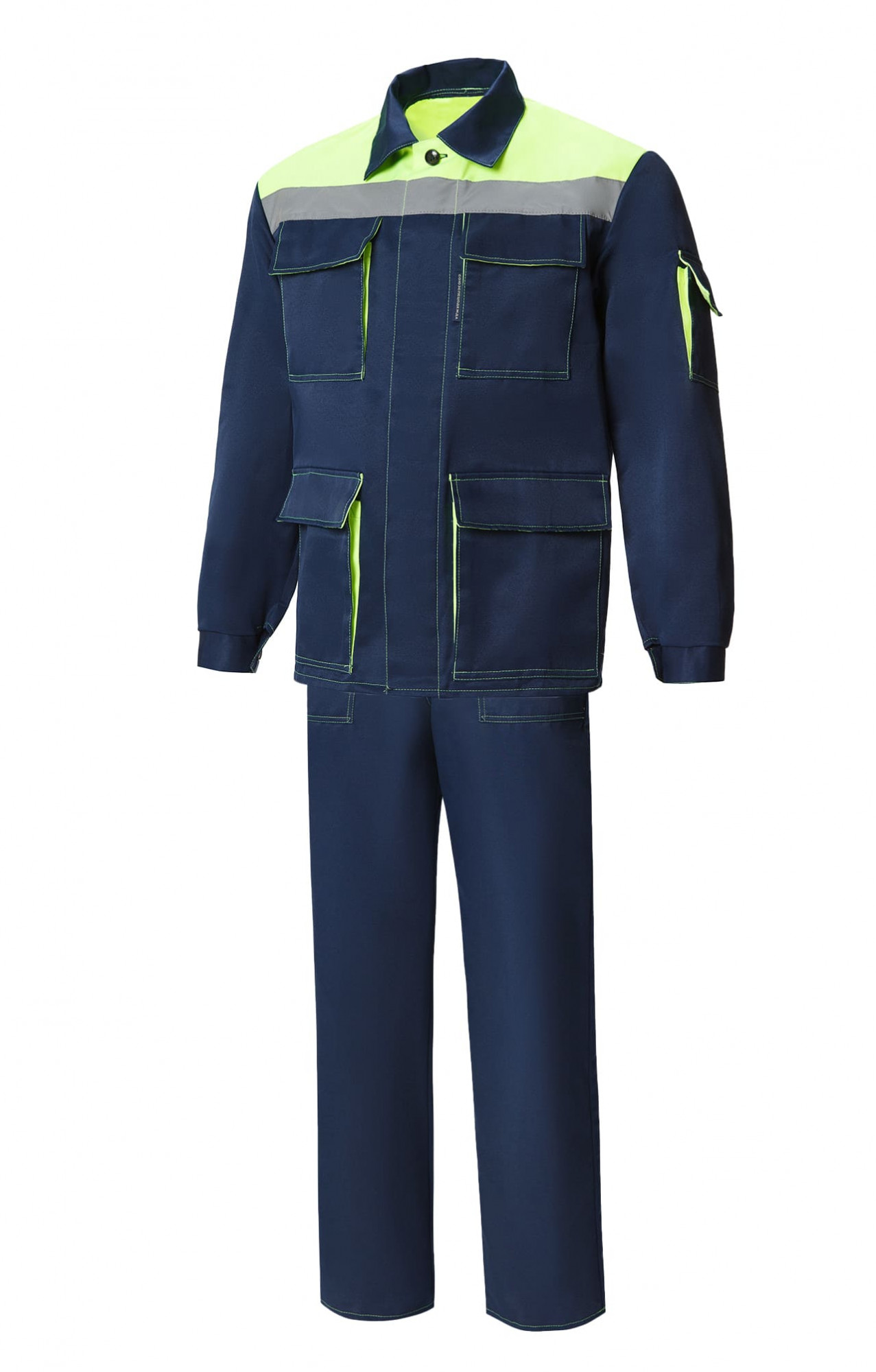 63853 Костюм "Коммунальщик" темно-синий с лимонным  Летняя спецодежда  размер 56-58/182-188 