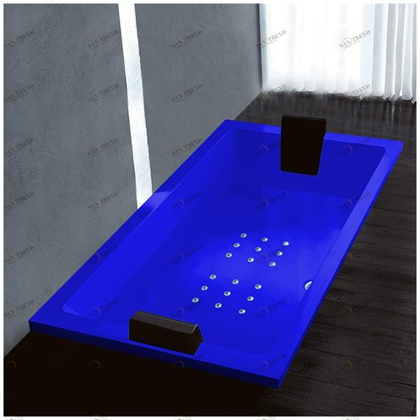 Ванна Gruppo treesse Quadra 181 V071C-DX-SI синяя с аэромассажем прямоугольная встроенная правая STAV071CDXSI