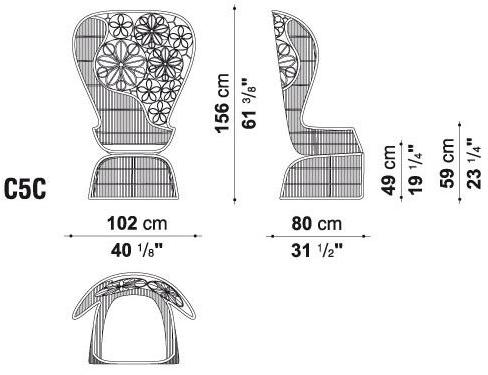 B&B Italia Outdoor Садовое кресло с плетением из полиэтилена или абаки Crinoline sun-id-1369462 - Вид №8