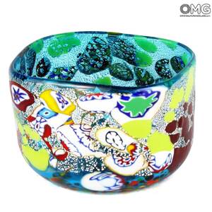 3258 ORIGINALMURANOGLASS Вазочка "Куб" - разноцветная - Original Murano Glass OMG 11 см