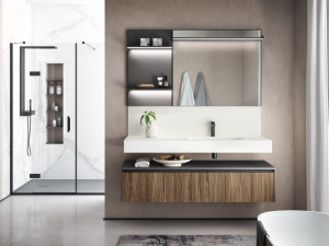 Подвесной шкаф для ванной комнаты с ящиками