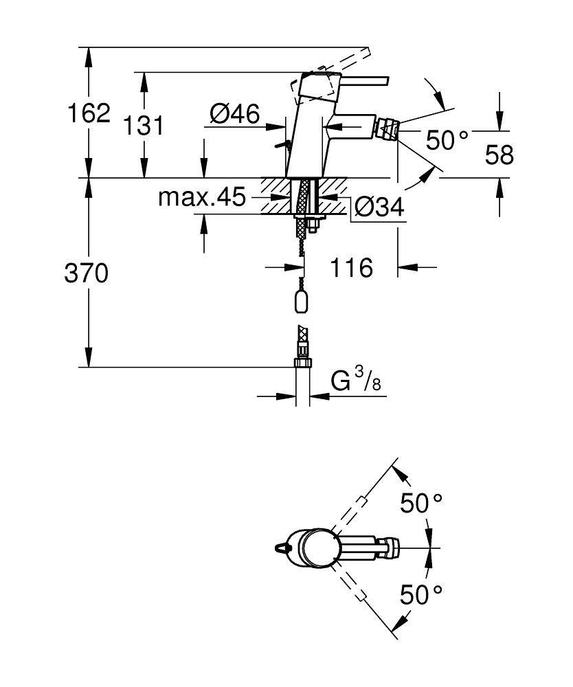 32209001 Смеситель для биде Grohe Concetto хром - Вид №1