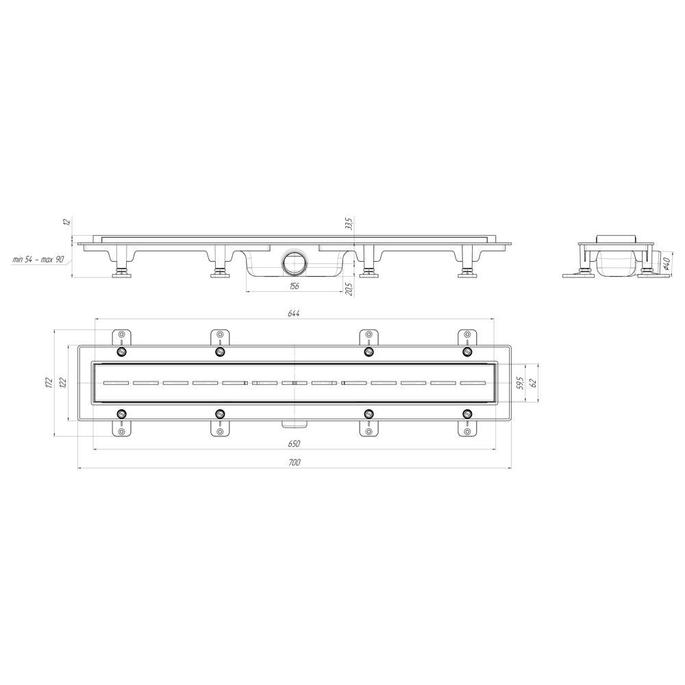 Душевой трап Ани Пласт «Киль» с гидрозатвором 650 мм 82494723 STLM-0028650 - Вид №6
