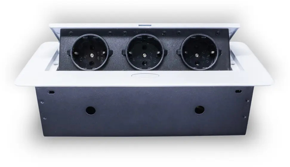 91677215 Розетка тройная выдвижная встраиваемая Rocketsocket SHS017-W с заземлением горизонтальная цвет белый STLM-1101616