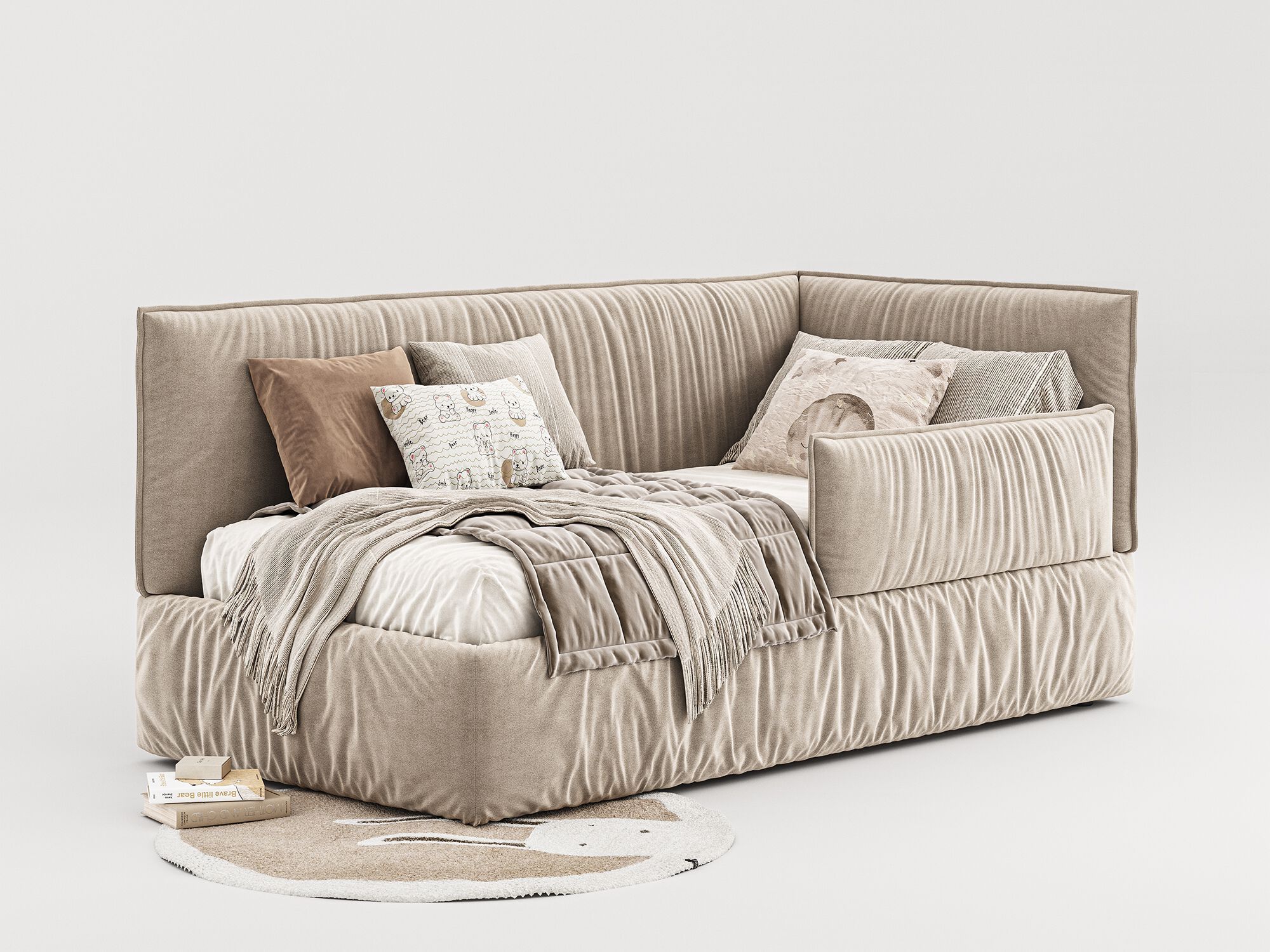 Односпальная кровать с мягким изголовьем Woodsoft ASTI ARCH-00112017