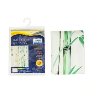 Штора для ванны Bath Plus Bamboo Leaf II, 180x180 см, полиэстер, цвет зелёный