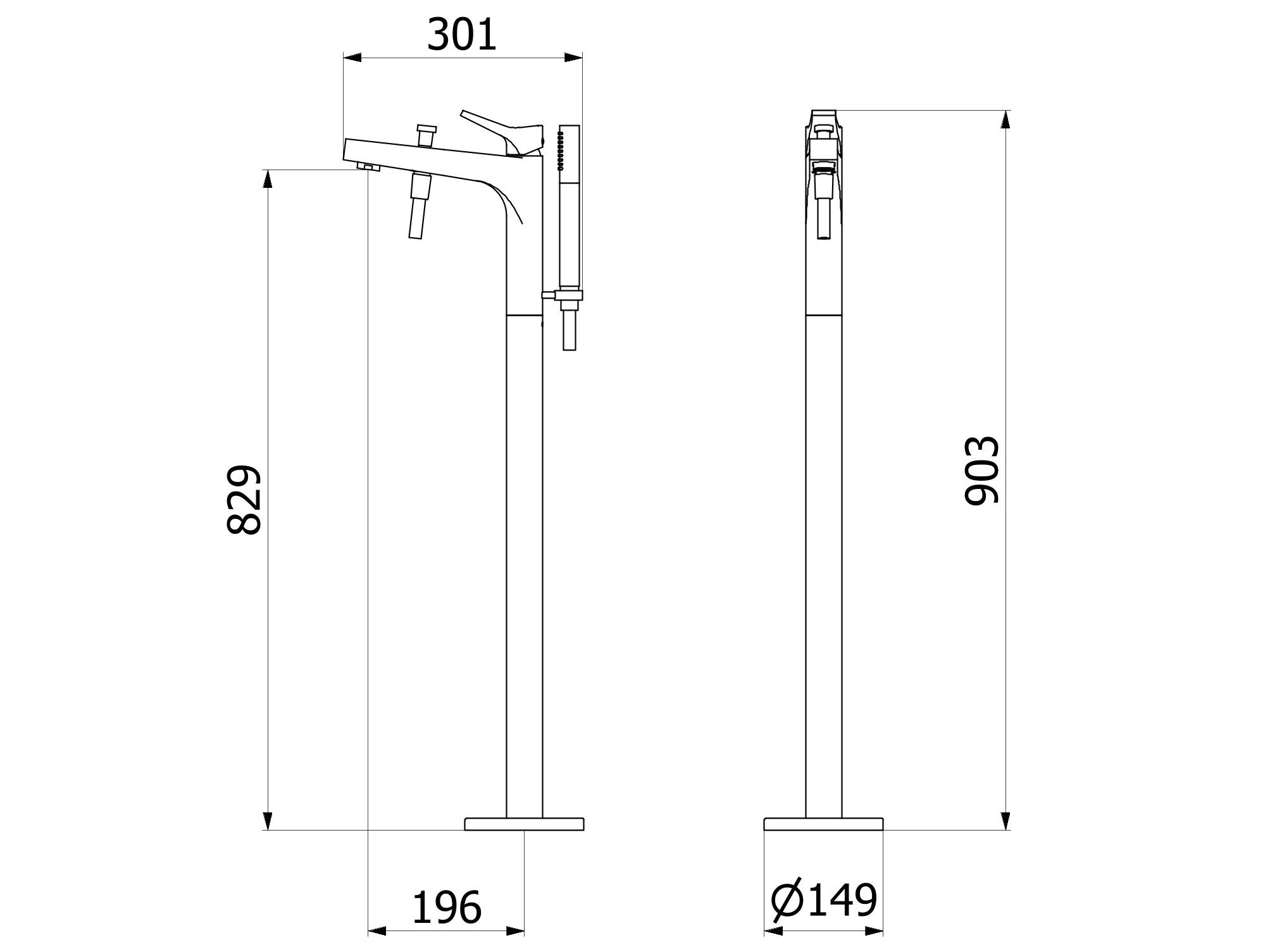 Напольный смеситель для ванны с ручным душем IB Twitter ARCH-00018232