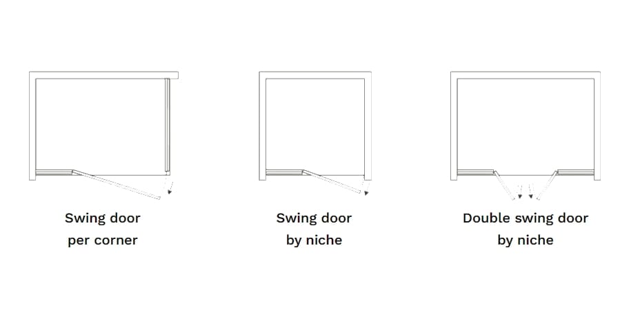 Алюминиевая и стеклянная угловая душевая кабина с распашной дверью TAMANACO 8MILL ARCH-00088598 - Вид №5