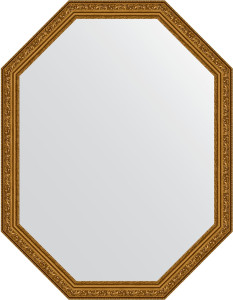 BY 7024 Зеркало в багетной раме - виньетка состаренное золото 56 mm EVOFORM Octagon