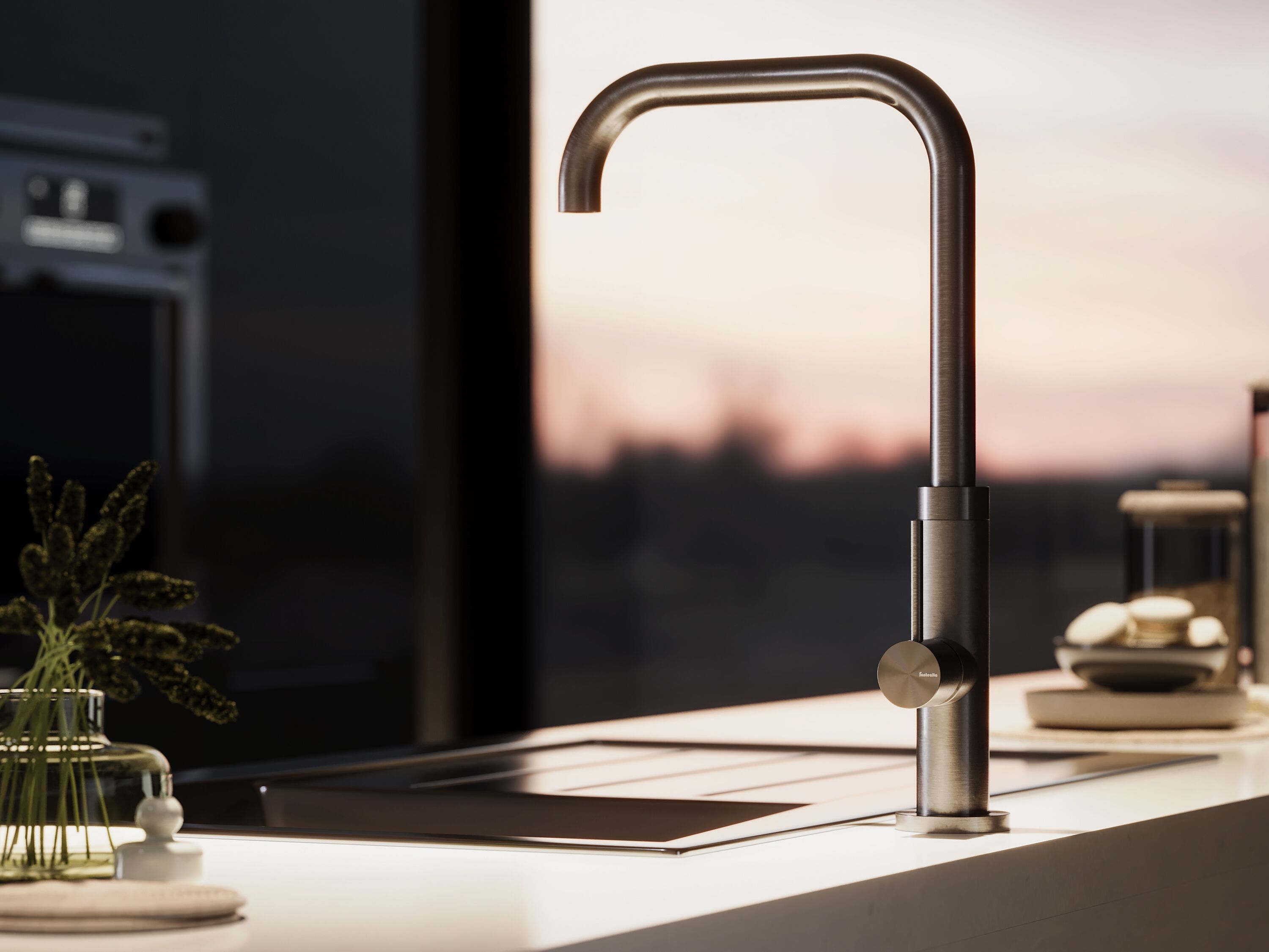 Смеситель для кухни из нержавеющей стали с поворотным изливом Fontealta Kitchen ARCH-00063462 - Вид №1