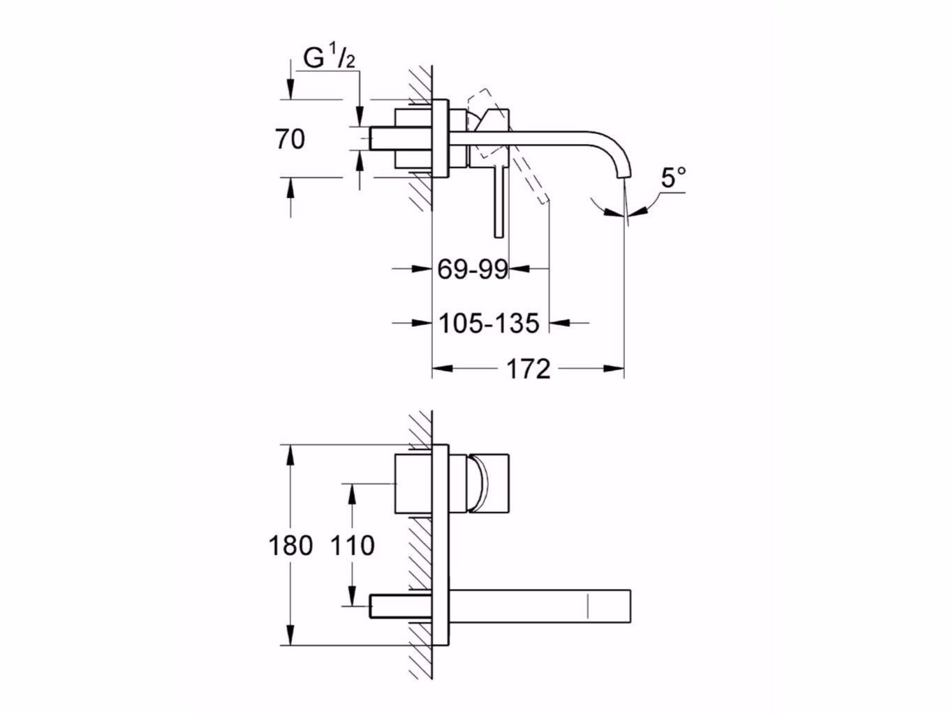 Однорычажный смеситель для раковины с 2 отверстиями Grohe Allure ARCH-00126985 - Вид №2