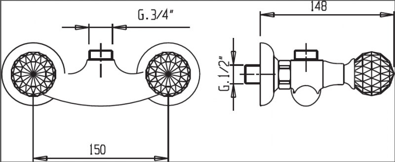 Смеситель для душа без шланга и ручного душа Cezares ATLANTIS-DS-01-Sw/M - Вид №1