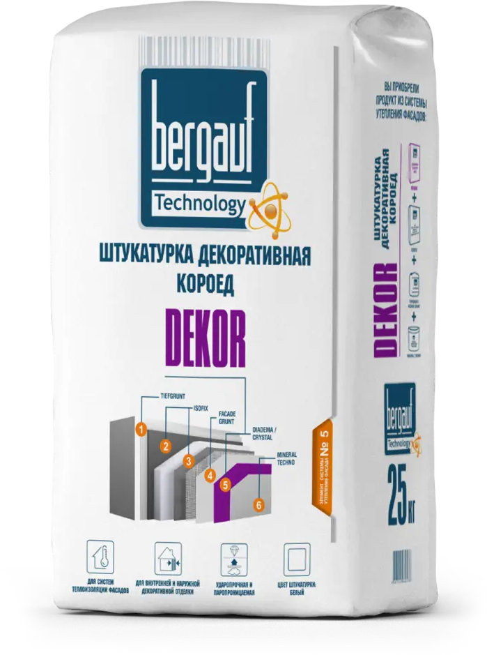 12984887 Штукатурка декоративная Bergauf Dekor короед 2.5-3.0 мм 25 кг STLM-0002634