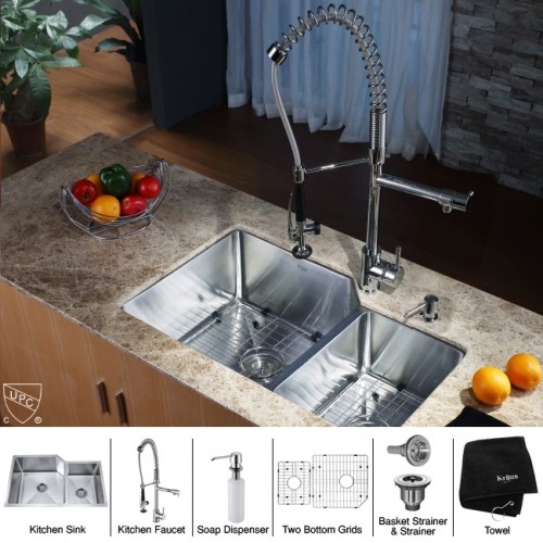 KHU123-32-KPF1602CH-KSD30CH Накладная раковина на столешницу  прямоугольная Krausru  - Вид №5