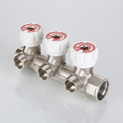 VTc.570.N.0504 Коллектор c регулирующими вентилями Valtec 3/4", 4 х 1/2"  - Вид №1