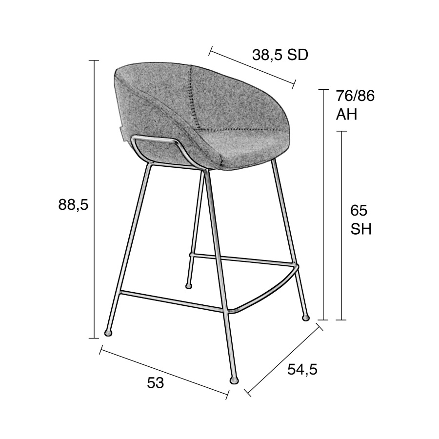 Табурет высокий Feston черный Zuiver 1500047 - Вид №13