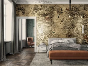 Inkiostro Bianco Обои сусальное золото с цветочными мотивами Goldenwall 2020 Inklvic2001,2