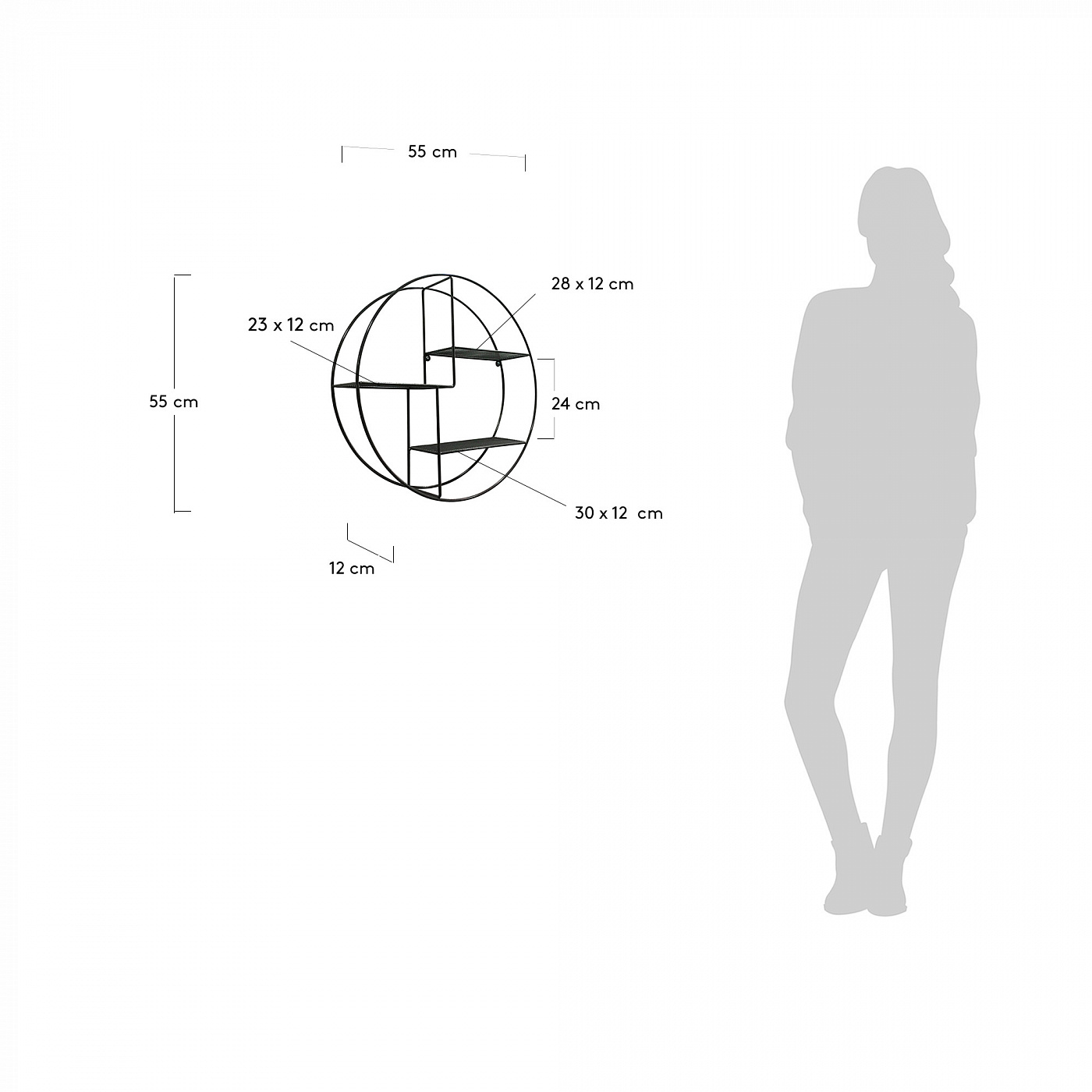 069051 Полка Across Ø60 металл черный La Forma Ashlee  - Вид №4