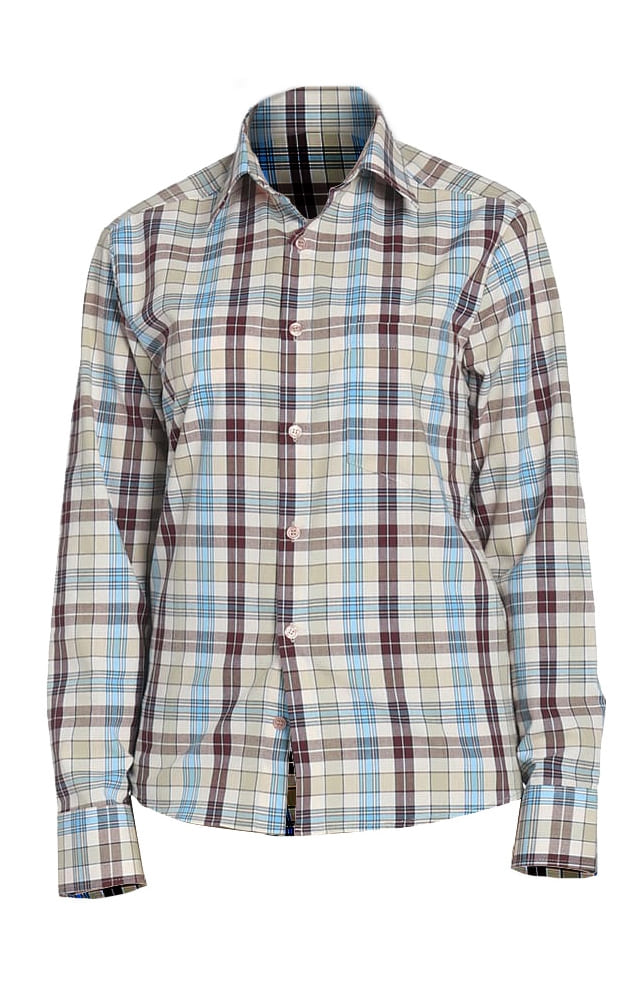 67813 Рубашка в клетку plaid beige (шотландка бежевая) HIPSTER  Толстовки, рубашки, футболки, тенниски  размер 42 (84) 