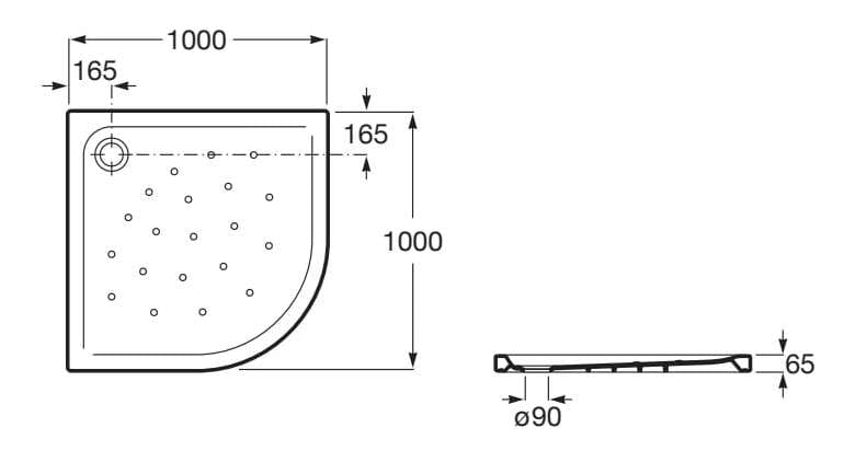Керамический нескользящий угловой поддон для душа Roca MALTA 37450 ARCH-00117300 - Вид №2