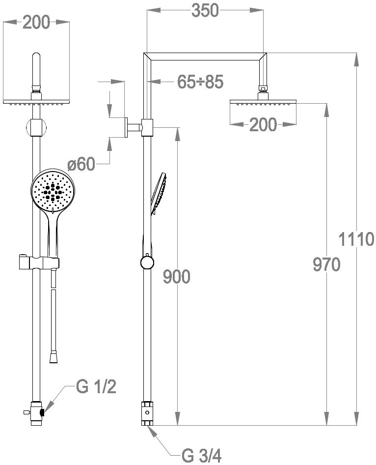 Fir Italia Настенная душевая стойка с душевой лейкой Colonne doccia 1421336 - Вид №1