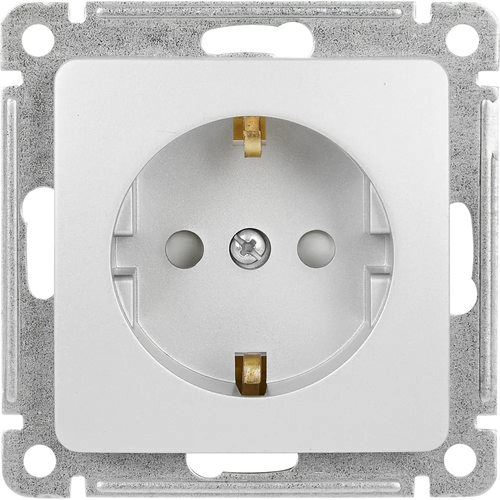 Розетка встраиваемая Hegel Мастер с заземлением со шторками цвет серебро STLM-2125271
