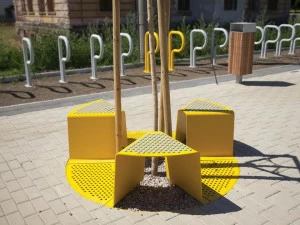 mmcité1 Скамья / решетка для деревьев из оцинкованной стали Sinus