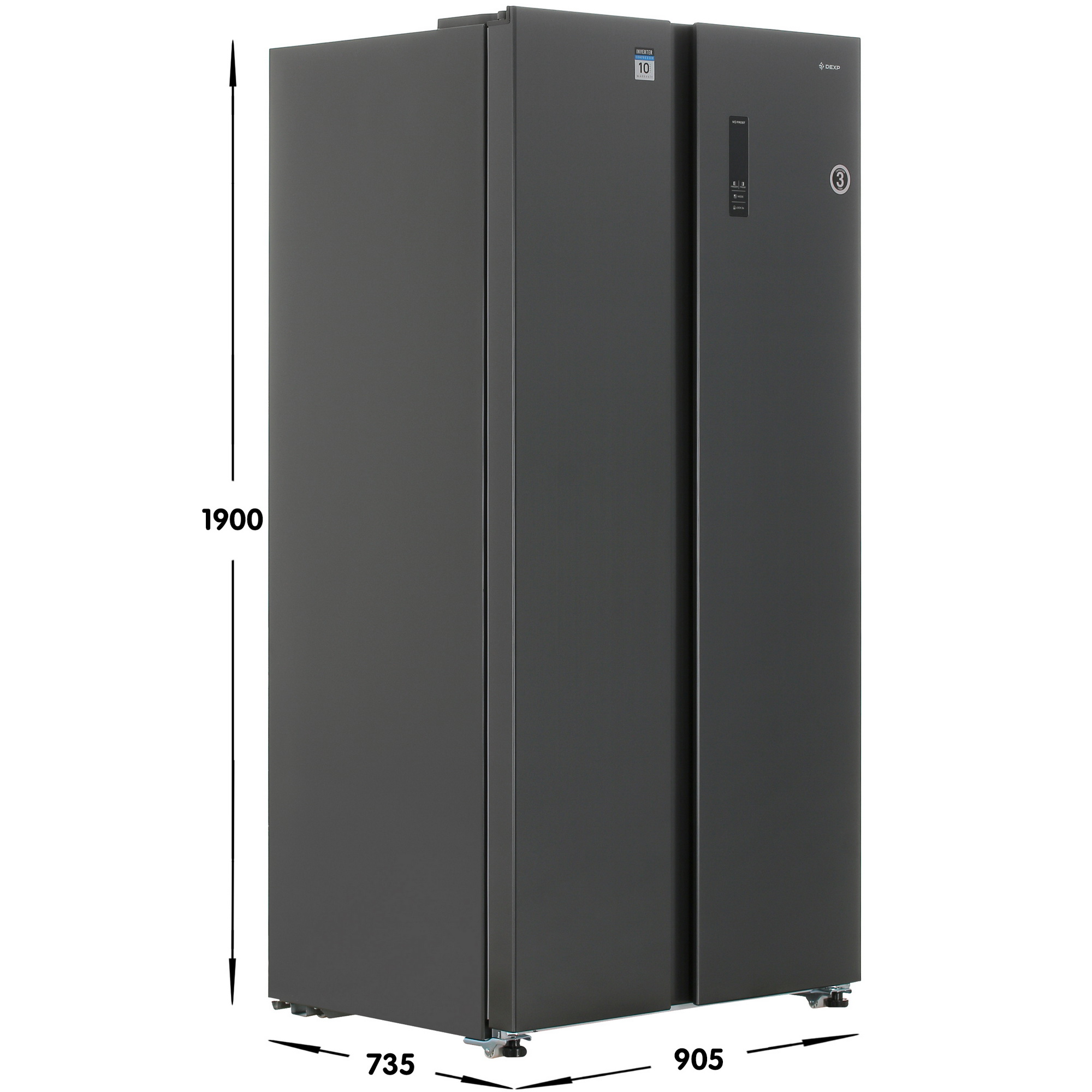 9083474 Холодильник Side by Side   DEXP SBS4-69AHA серый STDN-0036652 - Вид №6