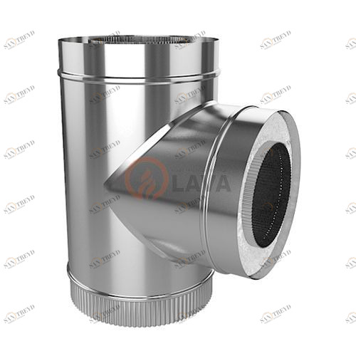 Сендвич-тройник LAVA 150/220, угол 90*, нерж. 304 (0,8)/439 (0,5) 3366